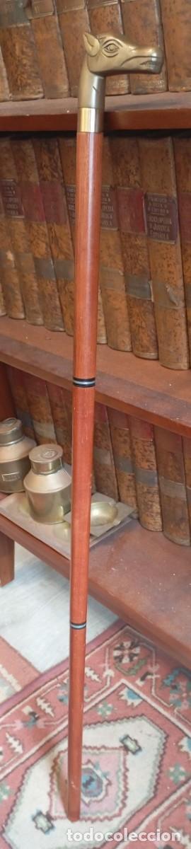 Antig&uuml;edades: Bast&oacute;n desmontable de madera con mango de bronce con forma de cabeza de caballo. - Foto 2