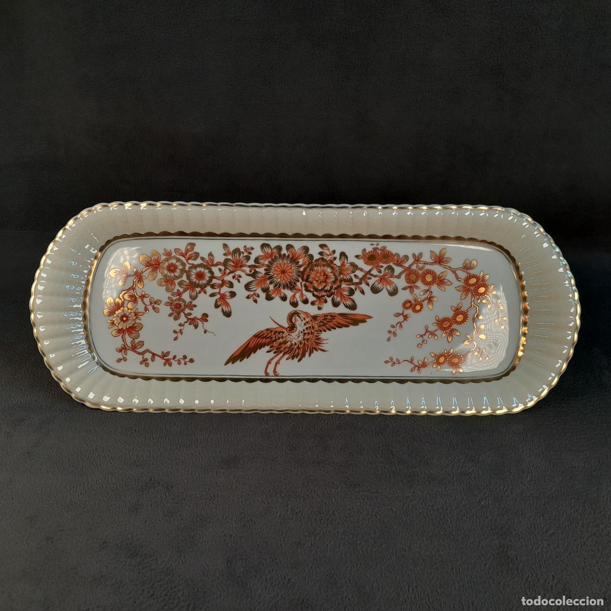 Antig&uuml;edades: BANDEJA RECTANGULAR DE PORCELANA DE LIMOGES CON DECORACI&Oacute;N JAPONISTA