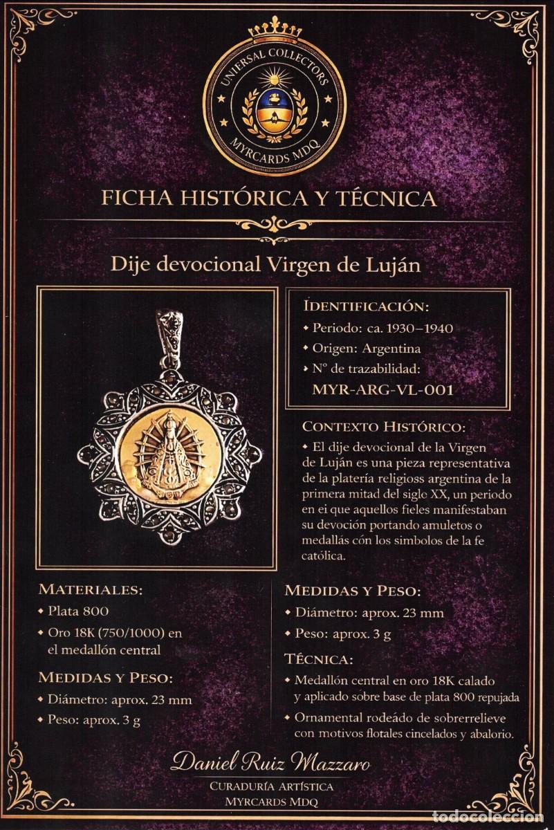 Antig&uuml;edades: Medalla devocional Virgen de Luj&aacute;n en oro y plata - Foto 13