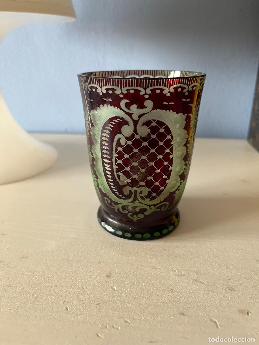 Antiques: ANTIGUO VASO DE CRISTAL CON BONITOS DIBUJOS ARTESAN&Iacute;A DE EGERMANN O PERIODO BIEDERMEIER SIGLO XIX