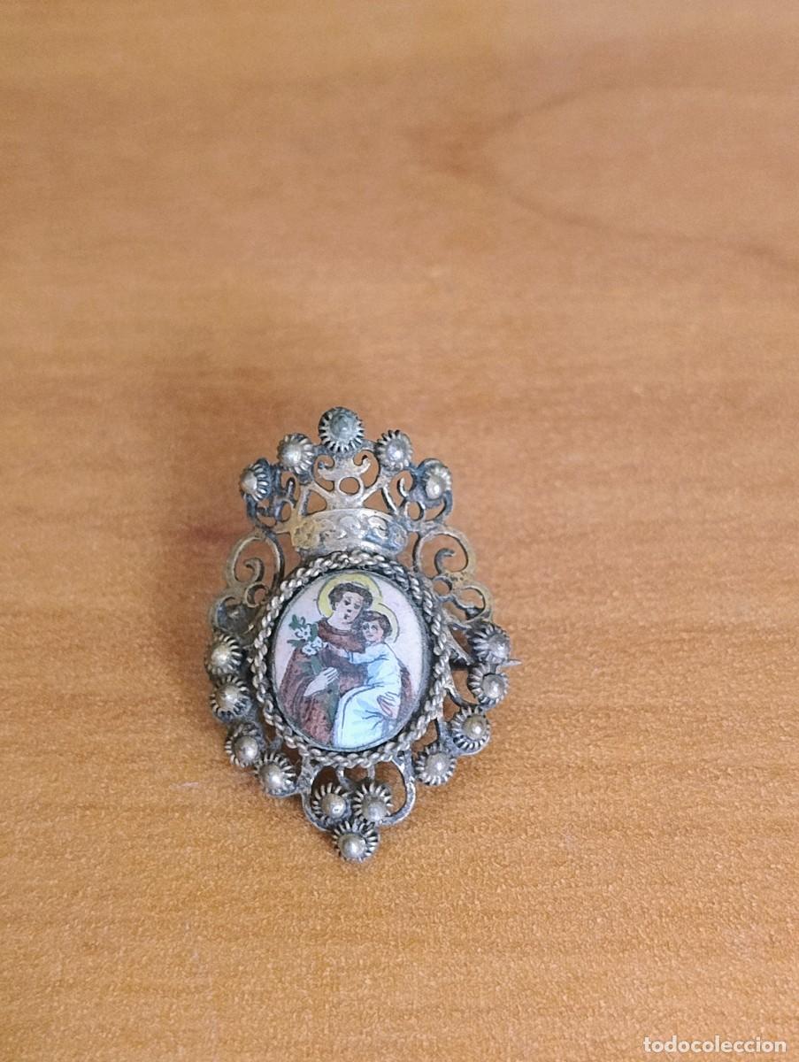 Antiquit&eacute;s: Precioso broche alfiler de San Antonio. Esmalte.