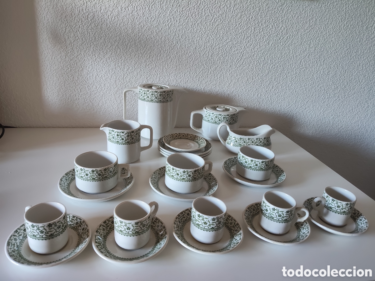 Antig&uuml;edades: Juego de te cer&aacute;mica de 24 piezas de dunn bennett burslem England rocklite vitrified hotel ware