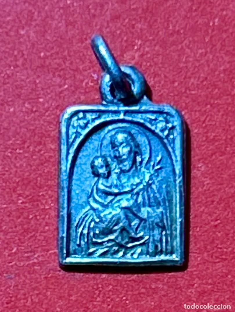 Antiquit&auml;ten: MICRO MEDALLA RELIGIOSA DE PLATA VINTAGE PARA COLGANTE CON IMAGEN DE SAN JOS&Eacute; CON NI&Ntilde;O JES&Uacute;S