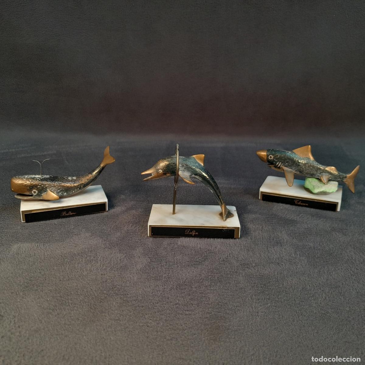 Antiquit&auml;ten: CONJUNTO DE TRES ESCULTURAS MARINAS DE BRONCE. DISE&Ntilde;ADO POR MART&Iacute;N PERILL&Aacute;N. SIGLO XX