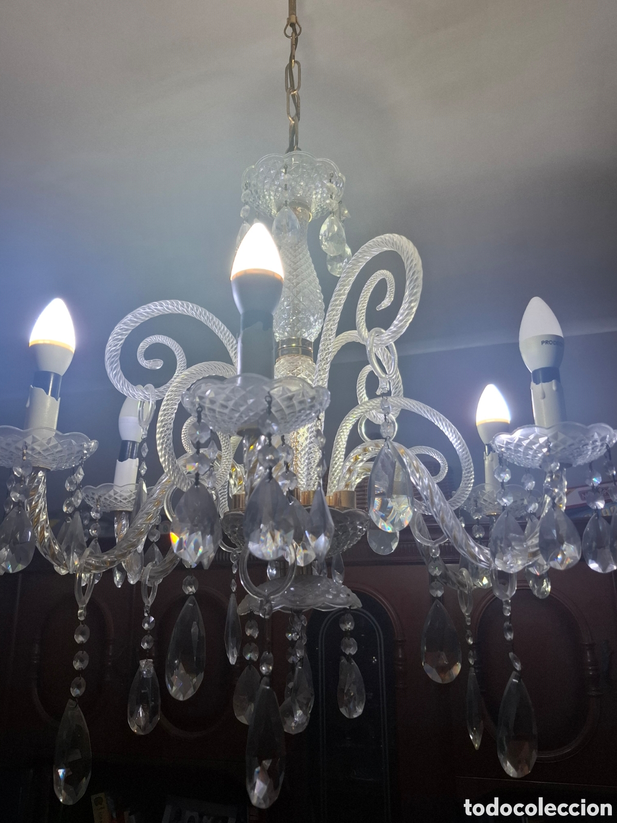Antig&uuml;edades: Lampara de lagrimas de cristal - Foto 3