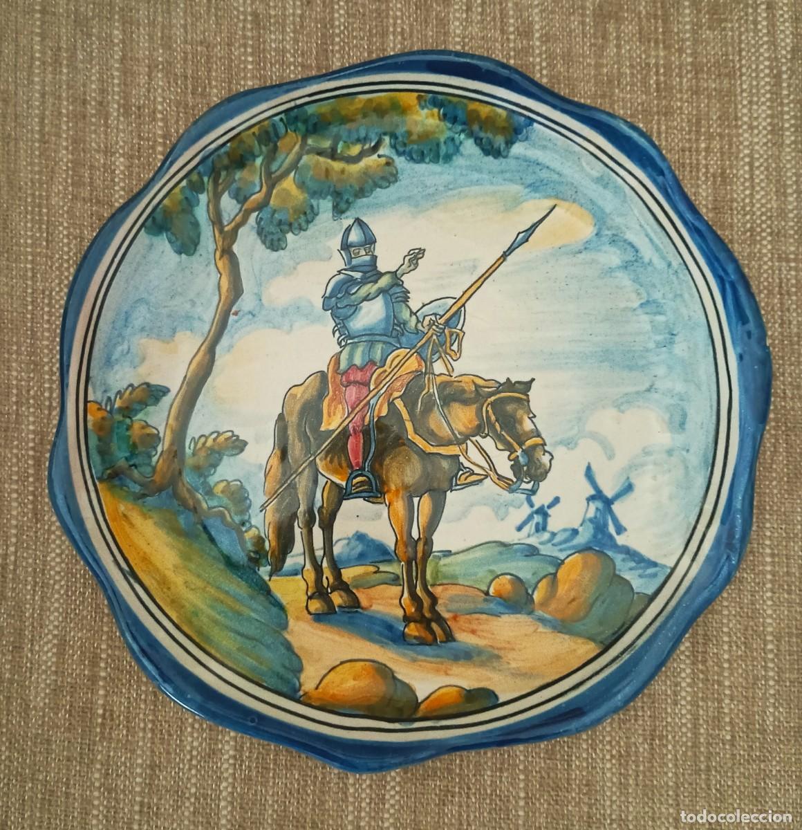 Antiguidades: ANTIGUO PLATO DE CERAMICA DEL QUIJOTE