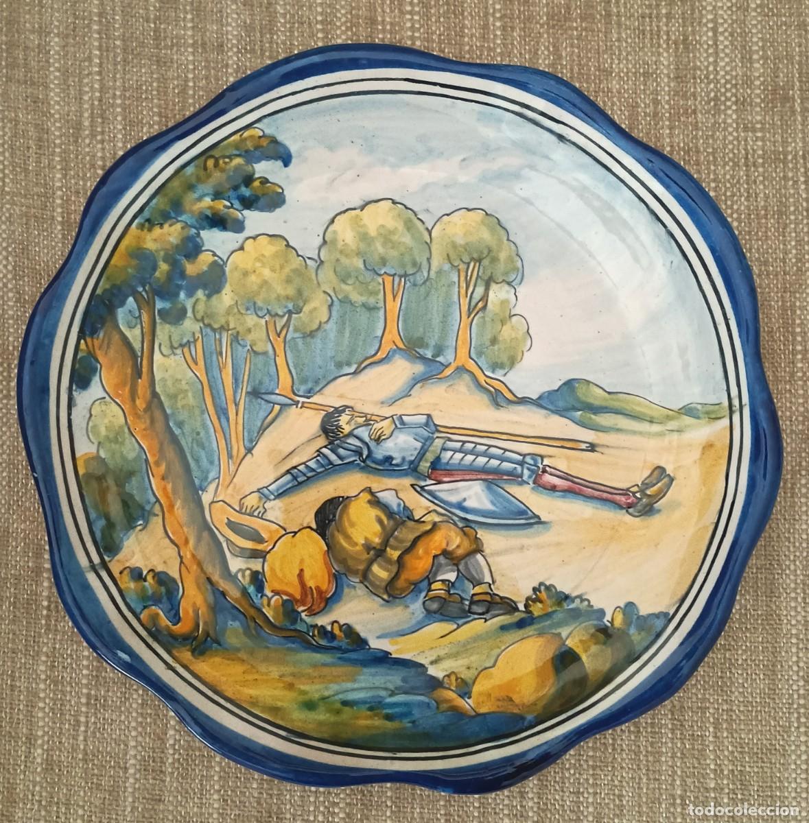 Antiquit&eacute;s: ANTIGUO PLATO DE CERAMICA DEL QUIJOTE