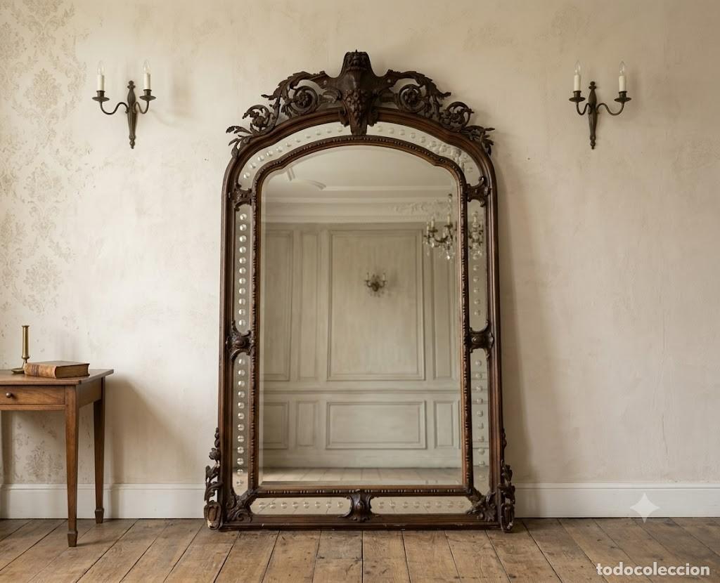 Antig&uuml;edades: Gran Espejo antiguo estilo Alfonsino s.XIX (204cm). Espejo grande vestidor entrada estilo Neocl&aacute;sico