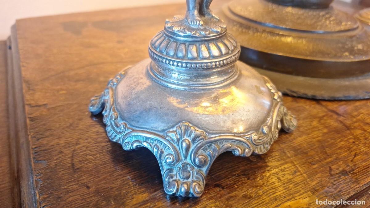 Antig&uuml;edades: Pareja de Candelabros Dos Luces Querub&iacute;n - Foto 5