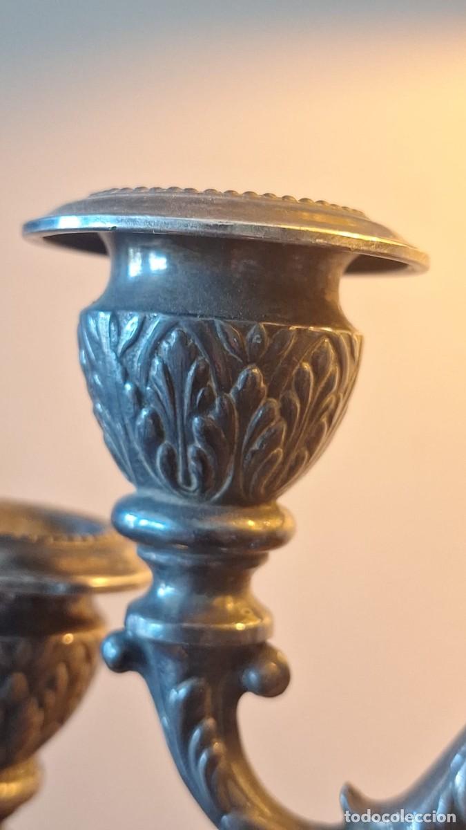 Antig&uuml;edades: Pareja de Candelabros Dos Luces Querub&iacute;n - Foto 6