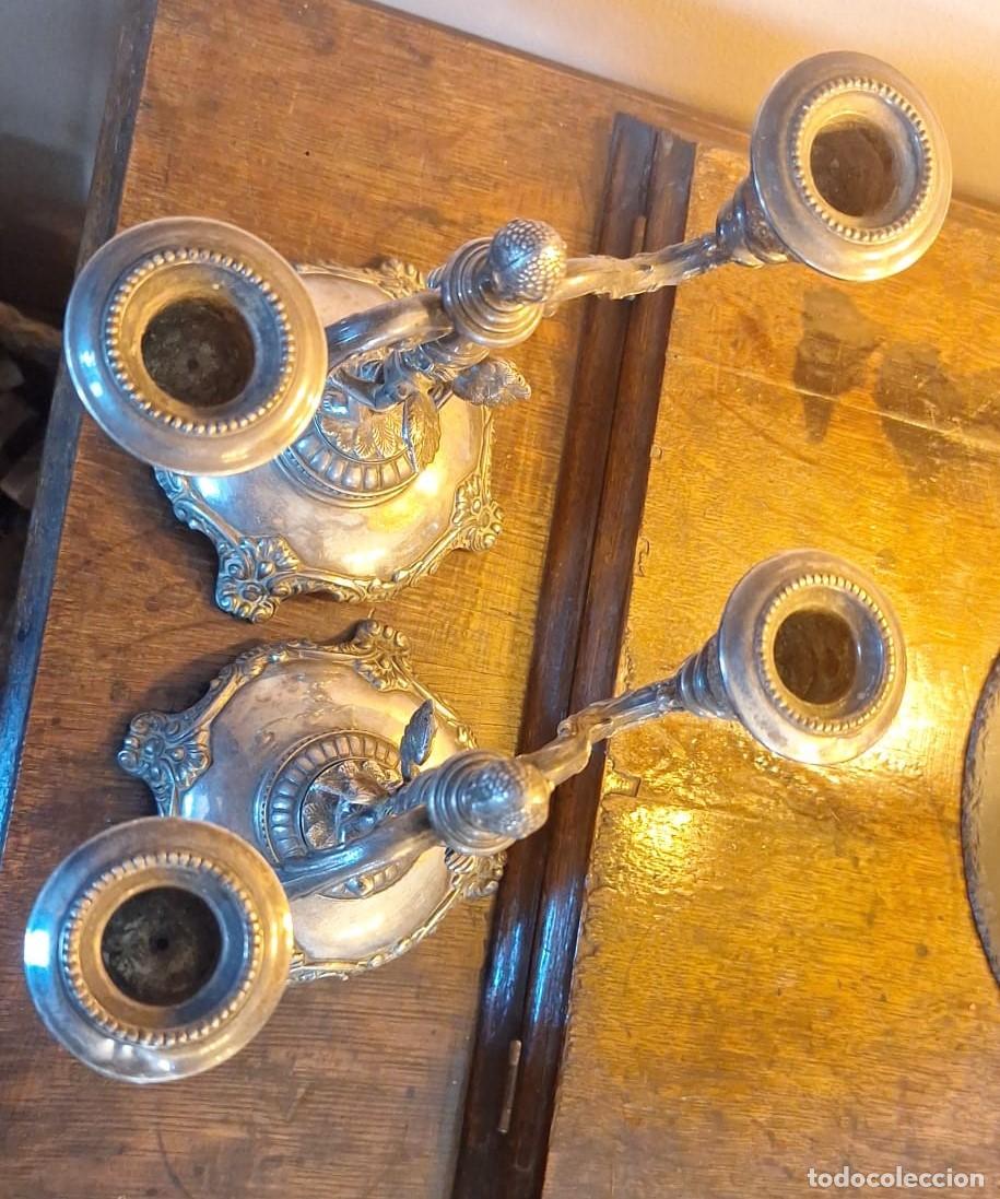 Antig&uuml;edades: Pareja de Candelabros Dos Luces Querub&iacute;n - Foto 9