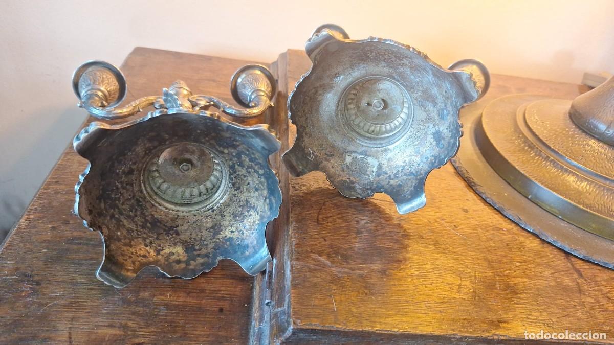 Antig&uuml;edades: Pareja de Candelabros Dos Luces Querub&iacute;n - Foto 10