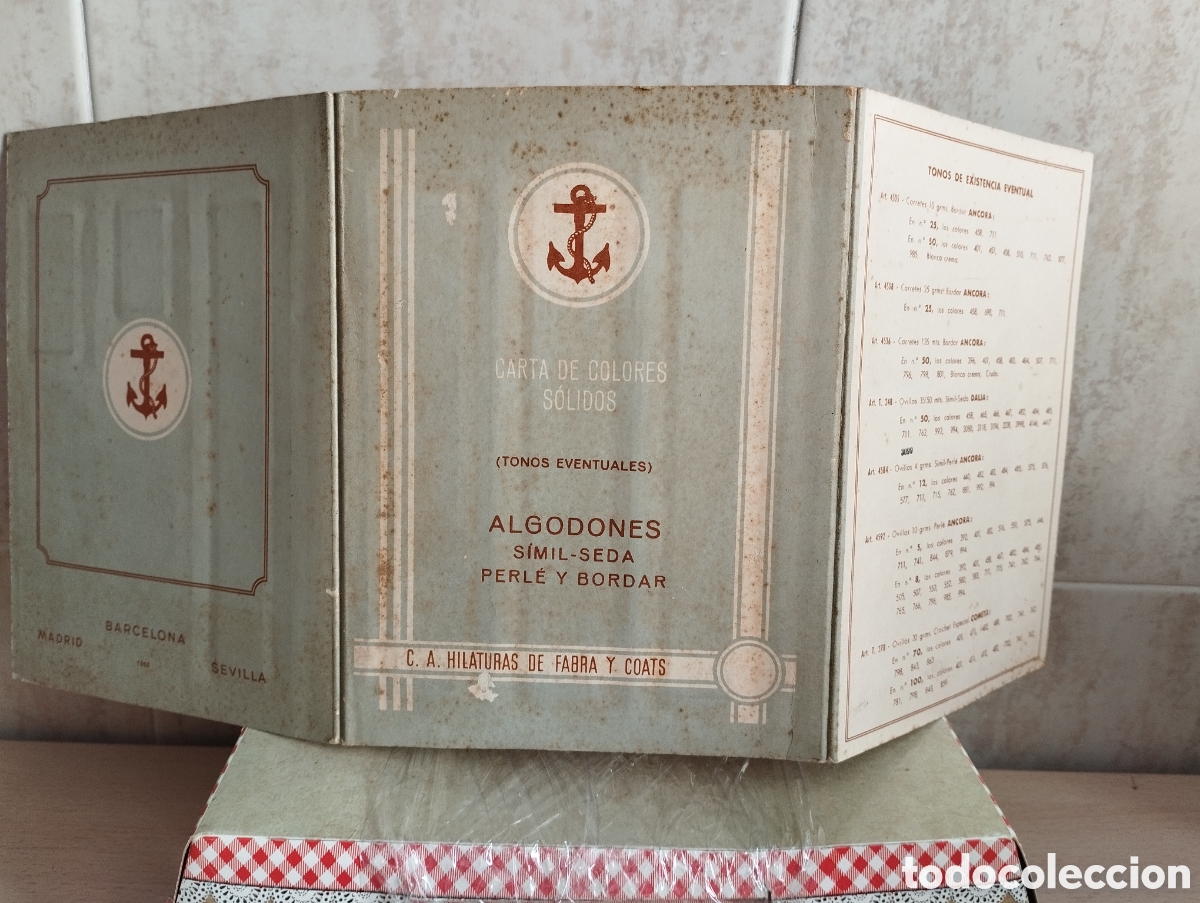 Antig&uuml;edades: CATALOGO CARTA COLORES FABRA Y COATS ALGODONES A&Ntilde;O 1966