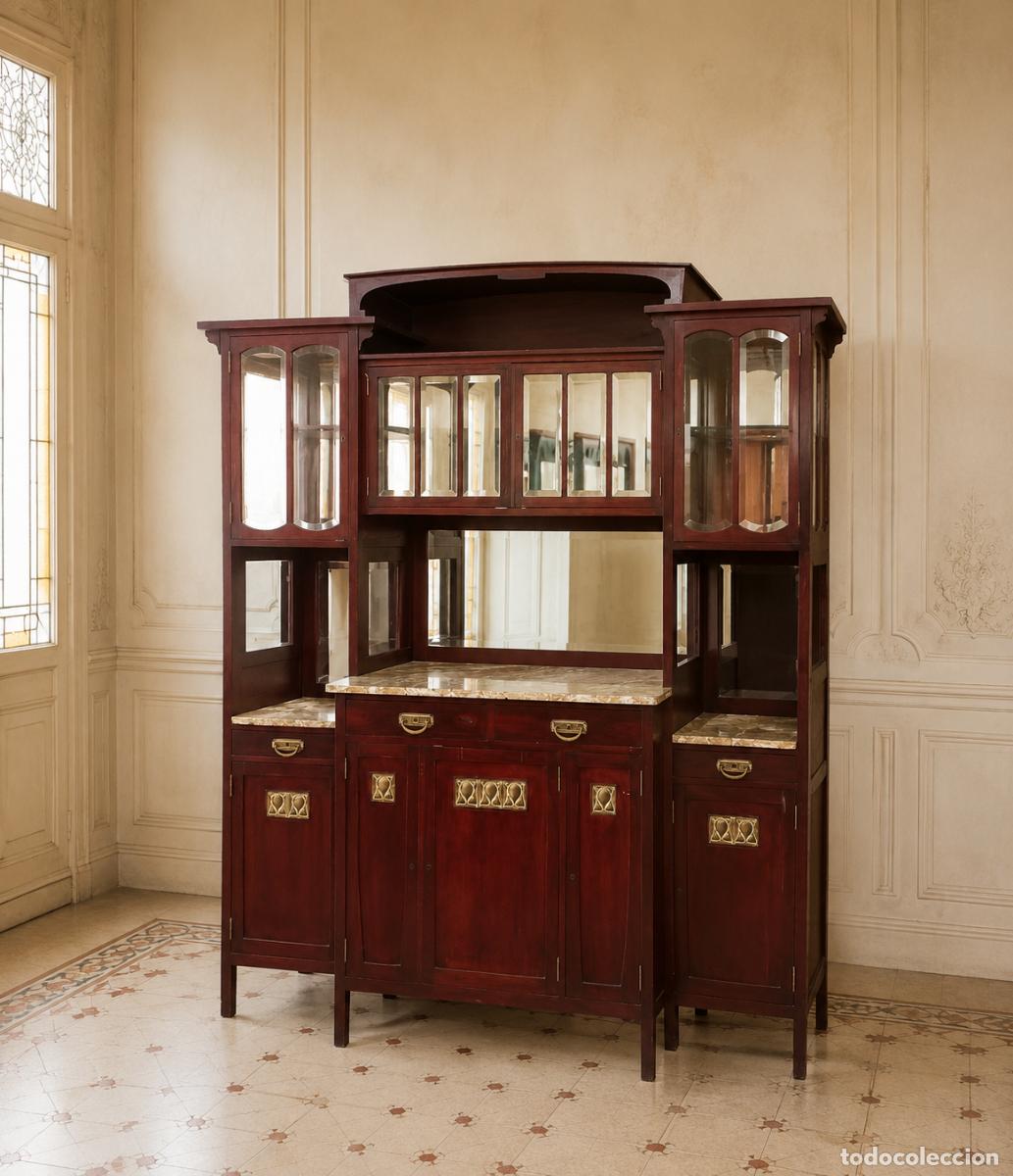 Antig&uuml;edades: Aparador antiguo estilo Modernista Art Nouveau Art Dec&oacute;. Mueble de Sal&oacute;n Librero Estanter&iacute;a Librer&iacute;a