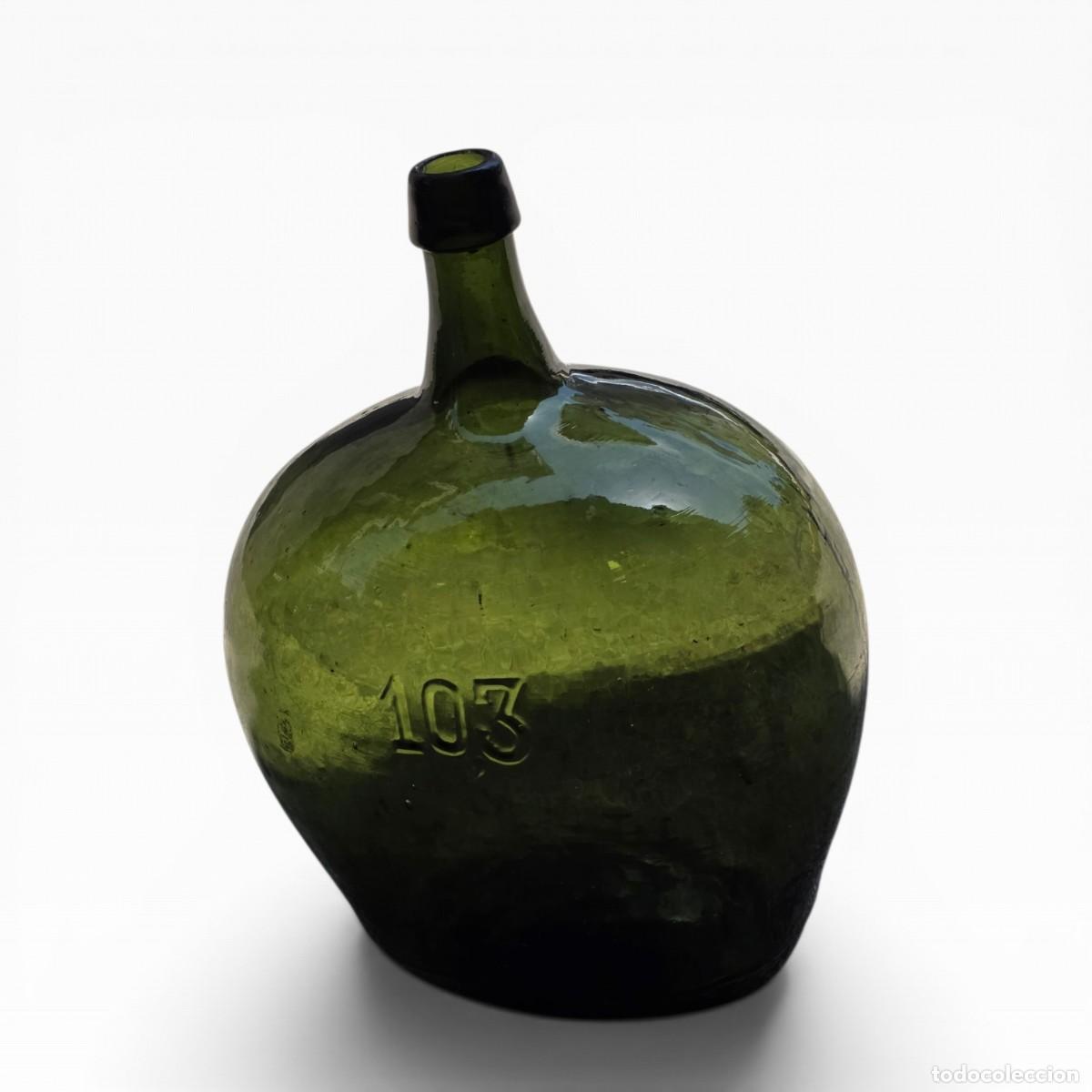 Antig&uuml;edades: Garraf&atilde;o Antigo Vidro Verde &mdash; Dame Jeanne / Damajuana 10,3L