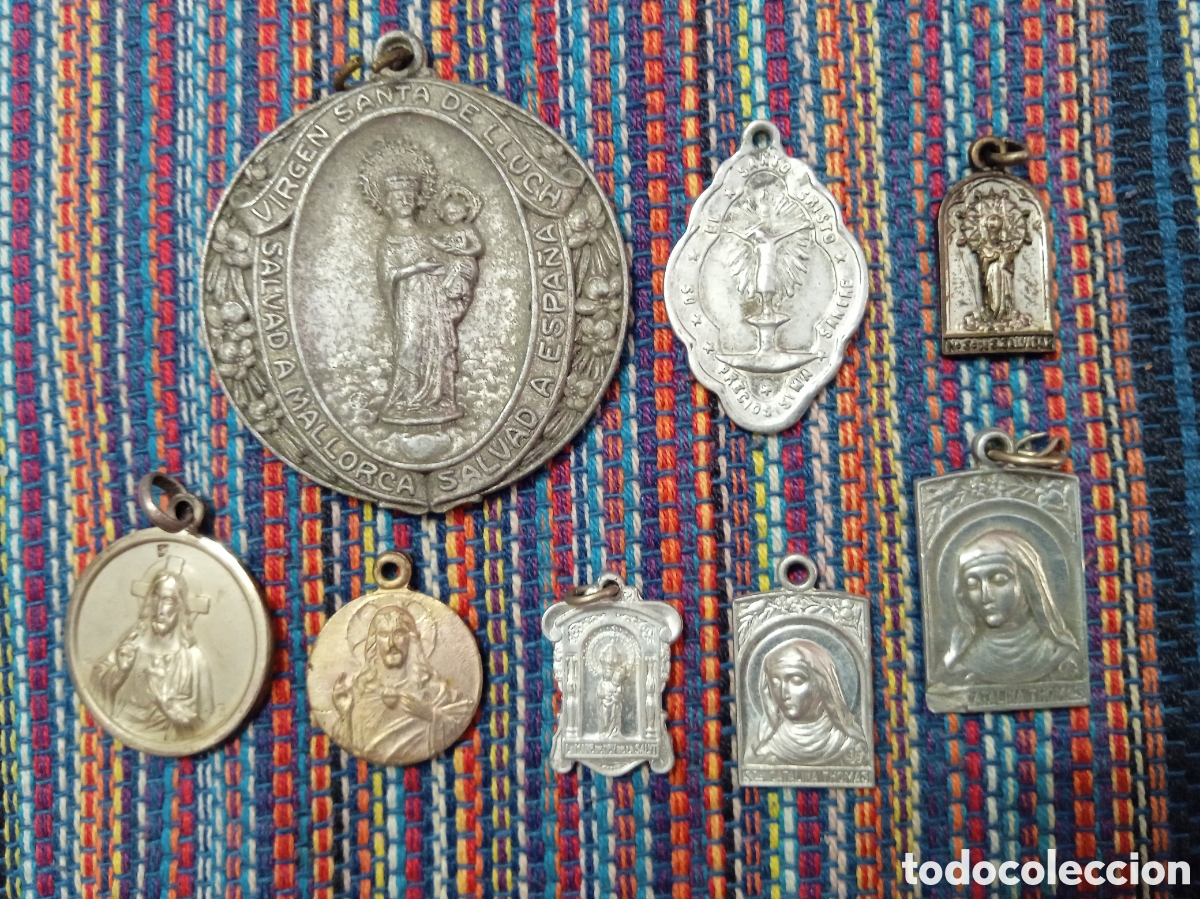 Antig&uuml;edades: CM- OCHO MEDALLAS MALLORCA VIRGEN LLUCH LA SANG SAN SALVADOR SANTA CATALINA THOMAS MARE DE DEU SALUT