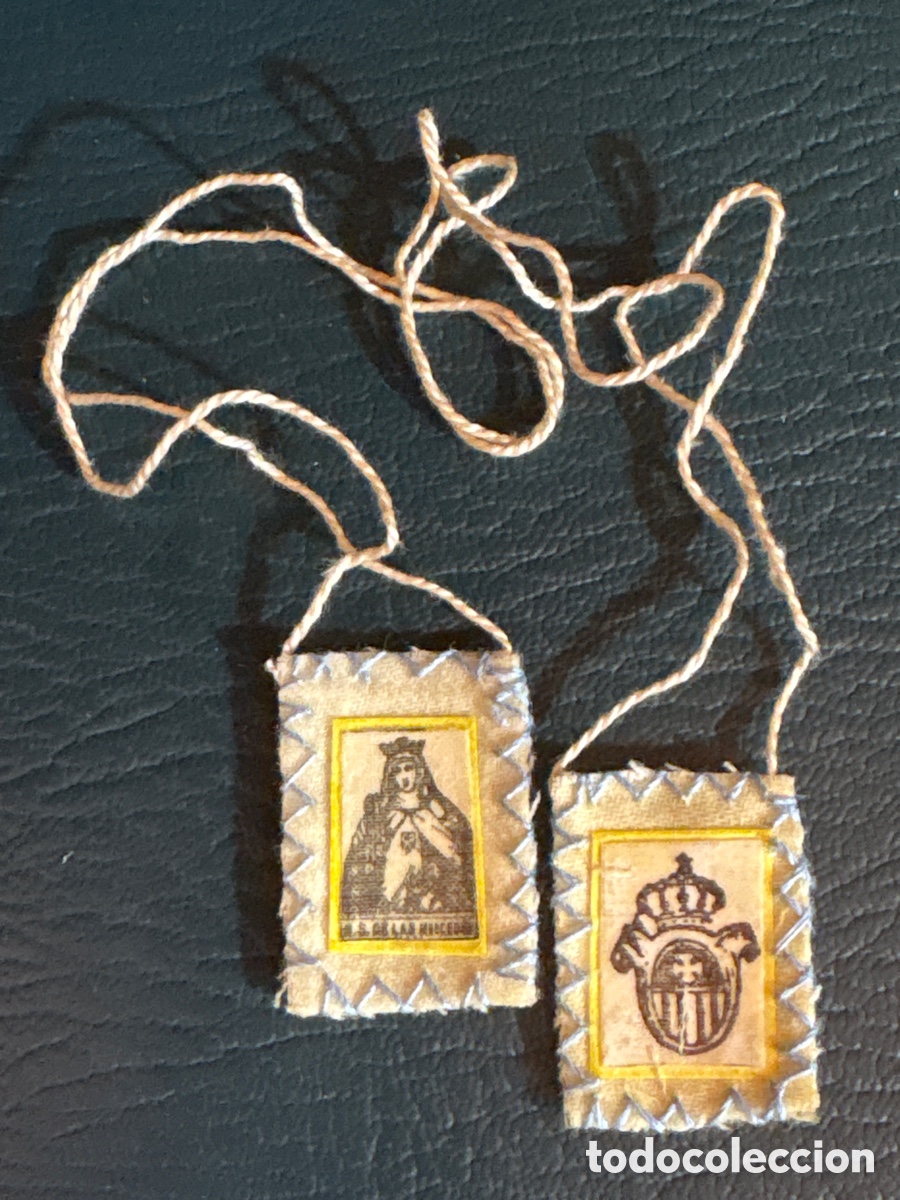 Antig&uuml;edades: Escapulario Nuestra Se&ntilde;ora de las Mercedes - patrona de Barcelona Merc&egrave;