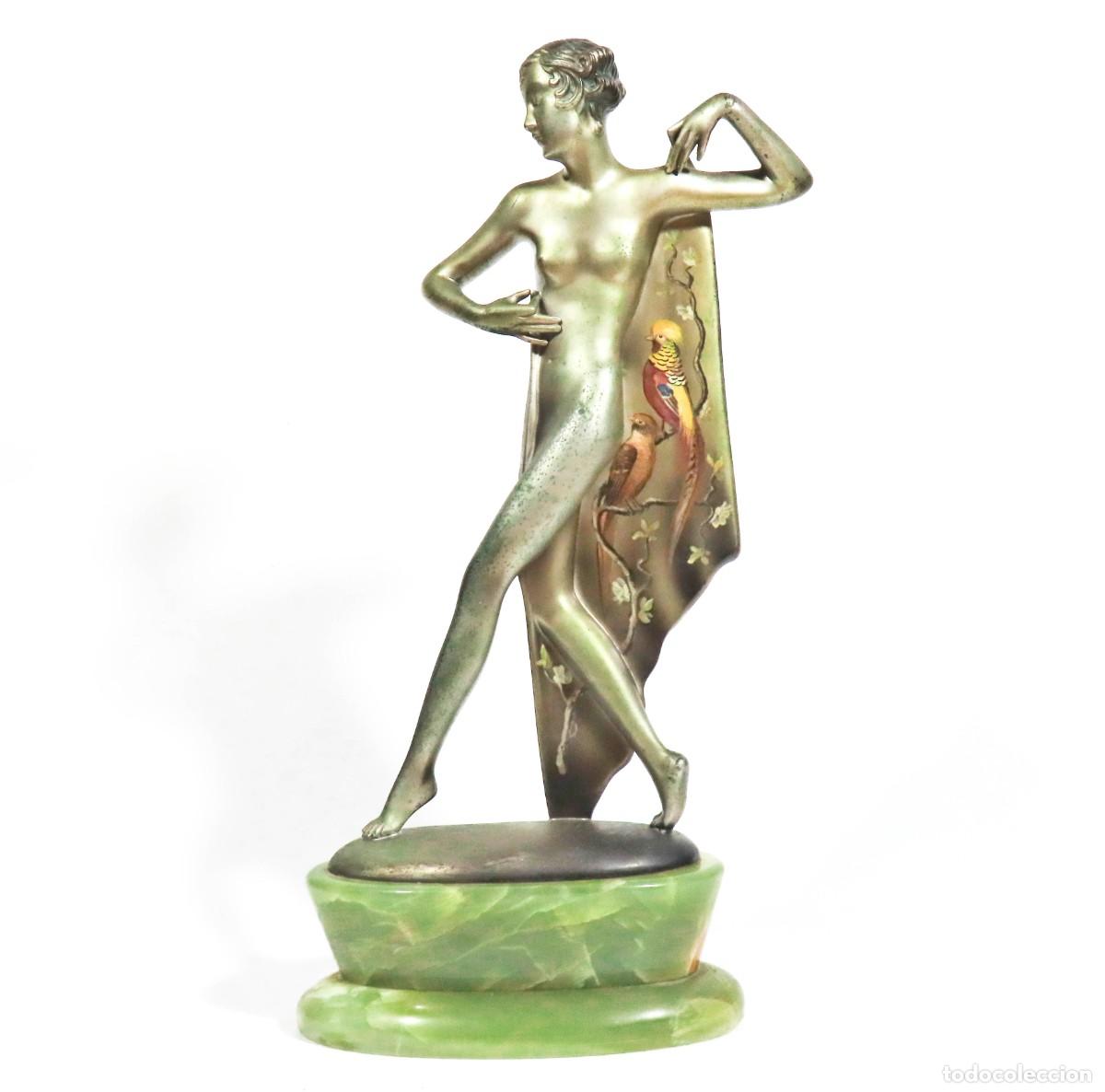 Antig&uuml;edades: FIGURA ART DECO JOSEF LORENZL CAPE DANCER GENUINA BRONCE