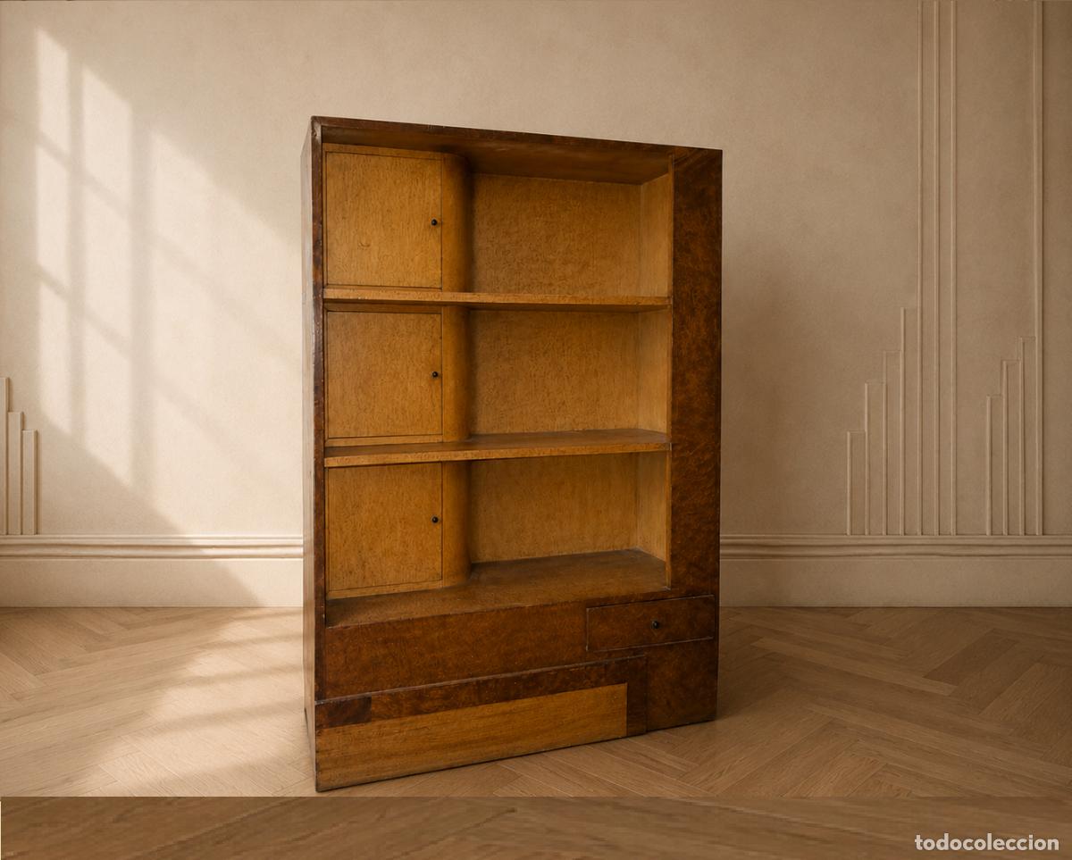 Antiguidades: Estanter&iacute;a Librer&iacute;a antigua estilo Art Dec&oacute;. Mueble Auxiliar Librero Despacho antiguo Modernista.