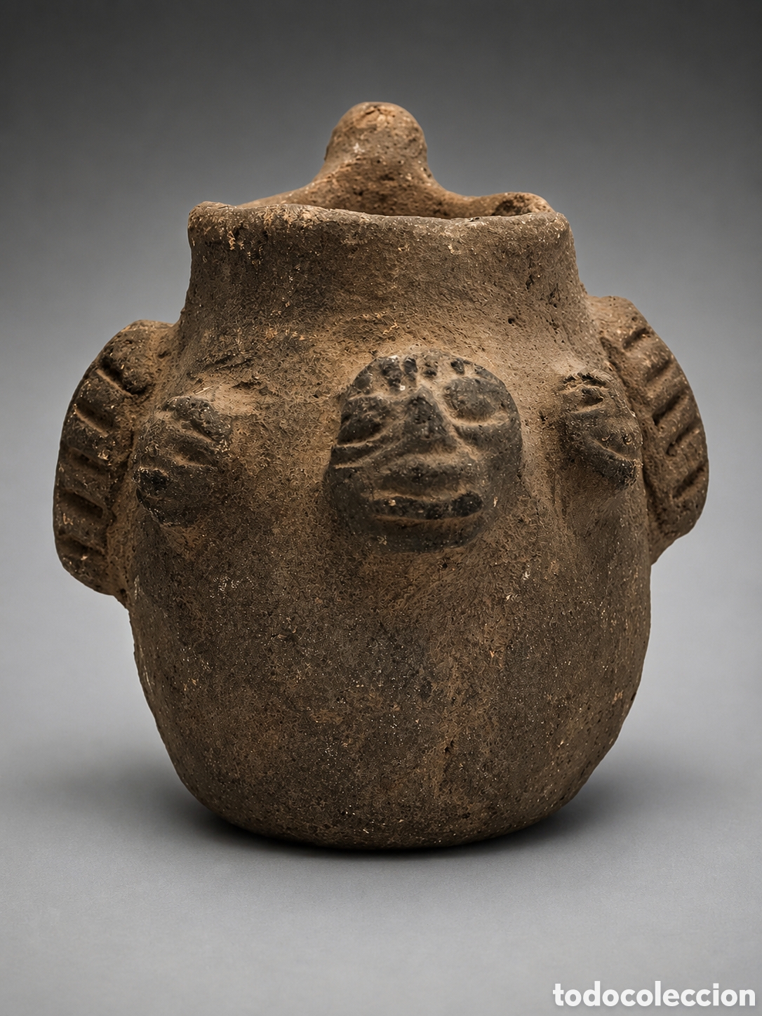 Antig&uuml;edades: Vasija Efigie Precolombina de Cer&aacute;mica - Cultura Colima/Jalisco Occidente de M&eacute;xico 100 a.C.-600d.c