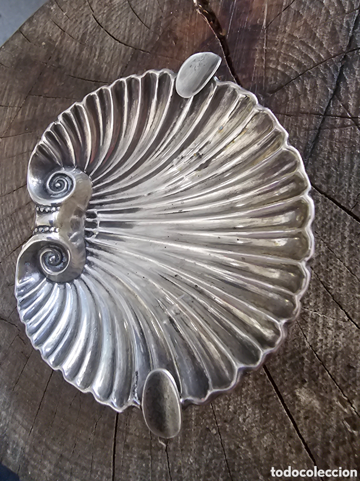 Antig&uuml;edades: Cenicero Concha Plata De Ley Vintage