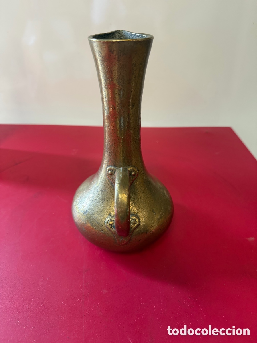 Antig&uuml;edades: Jarrita antigua bronce macizo 22cm - Foto 4