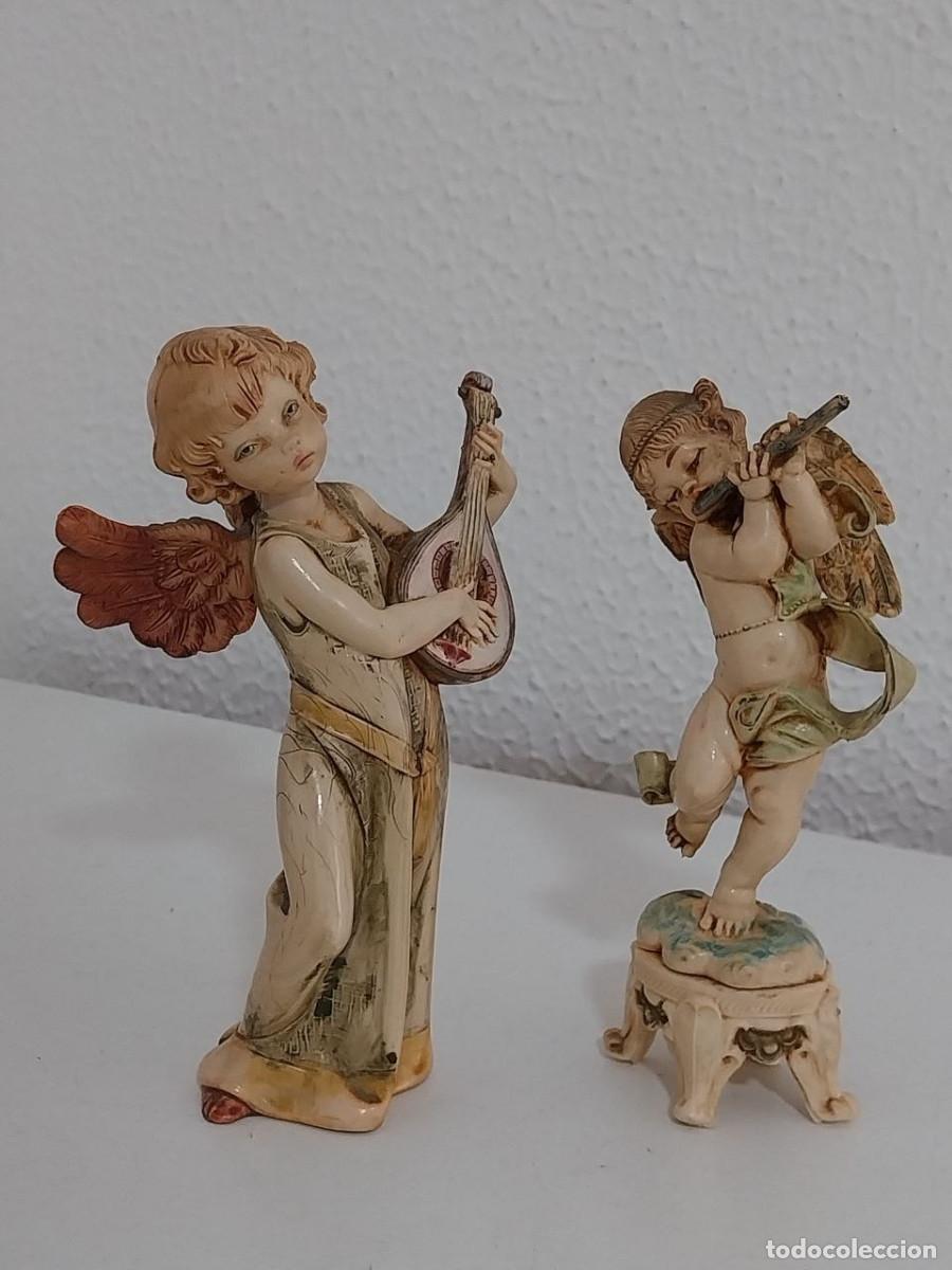 Antig&uuml;edades: Pareja de &Aacute;ngeles M&uacute;sicos Vintage &ndash; Fontanini (D&eacute;pos&eacute; Italy)