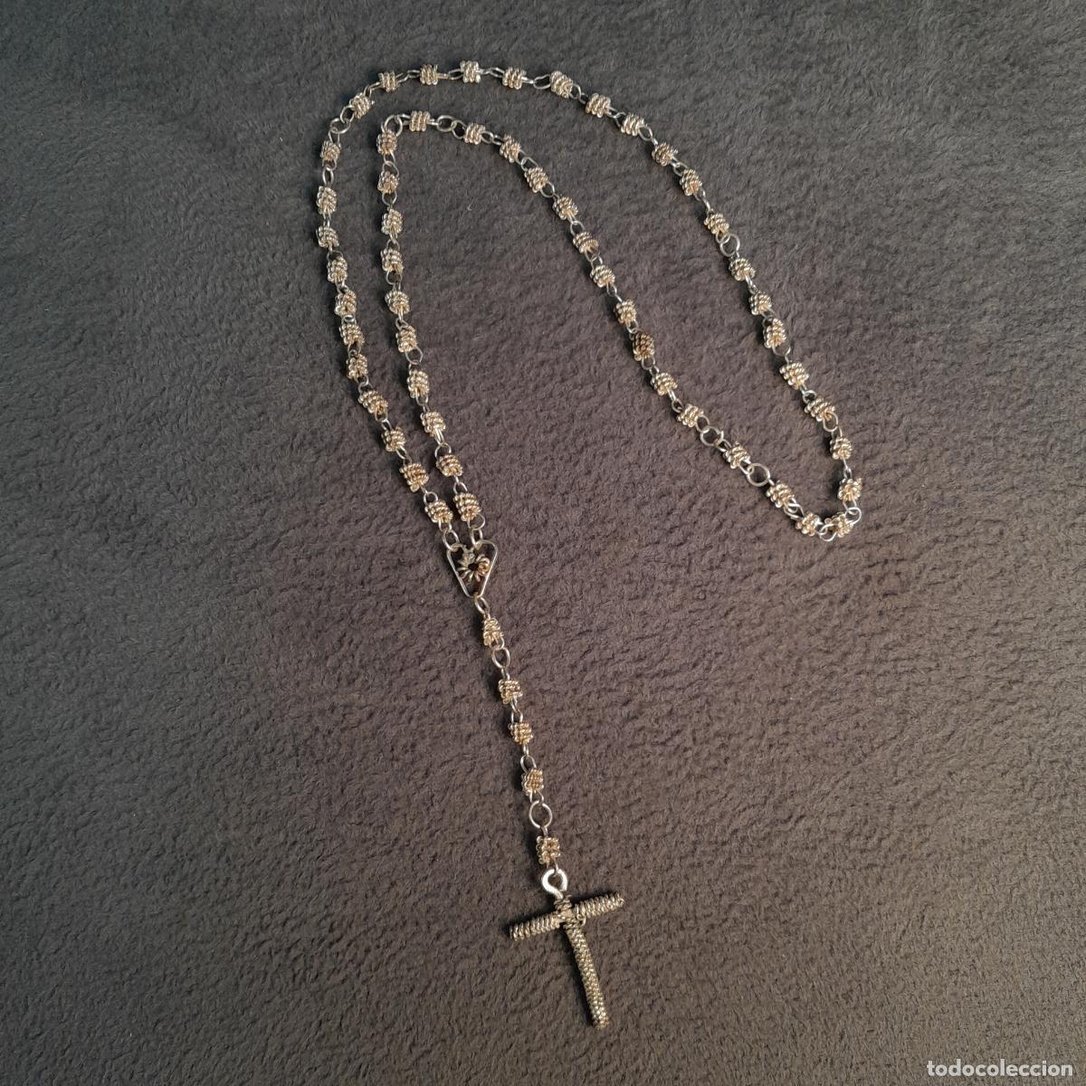 Antiguidades: R-479.ROSARIO DEVOCIONAL DE FILIGRANA EN METAL. MEDIADOS DEL S.XX