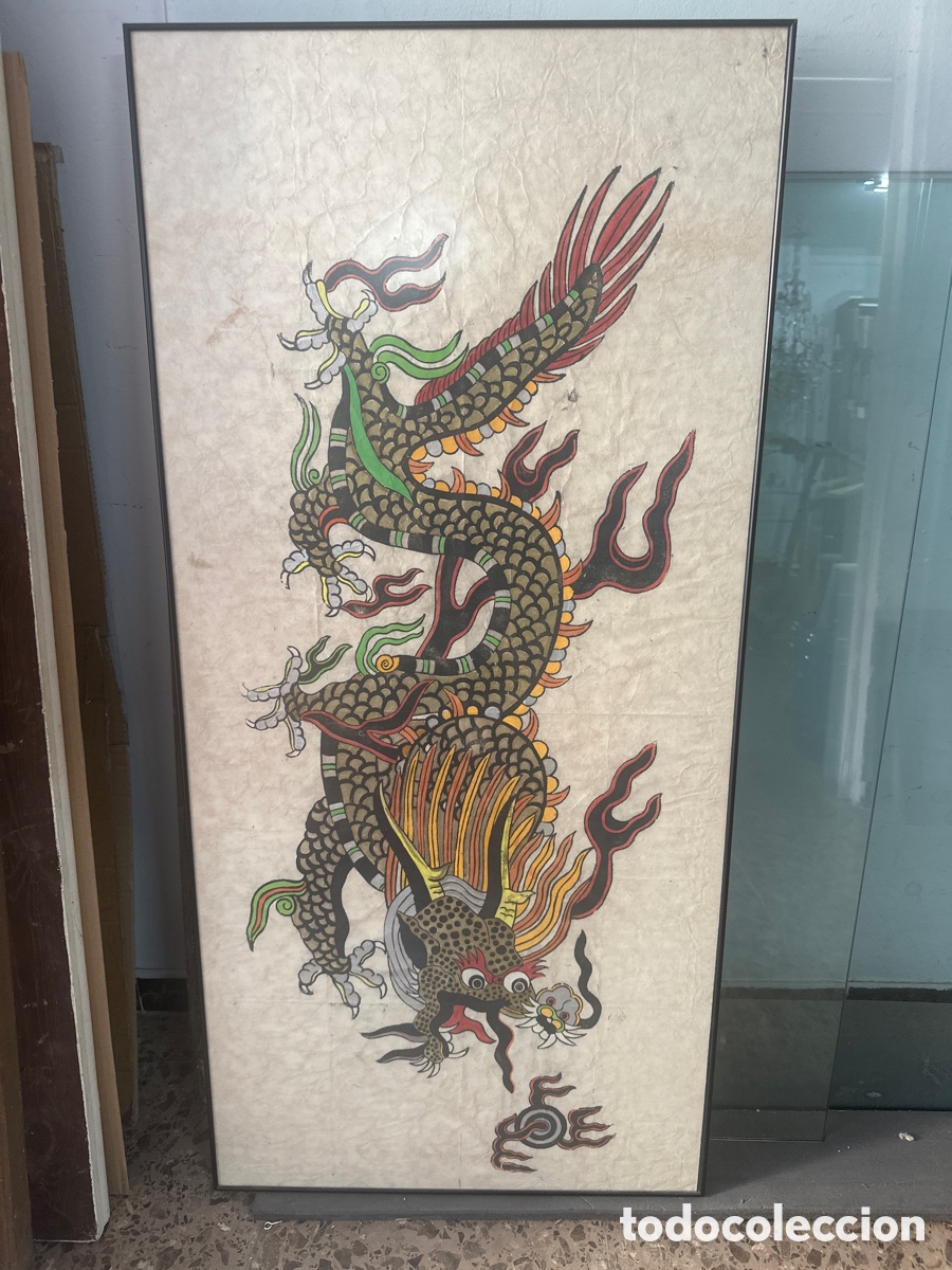 Antig&uuml;edades: Pintura oriental sobre papel de arroz - buen tama&ntilde;o -