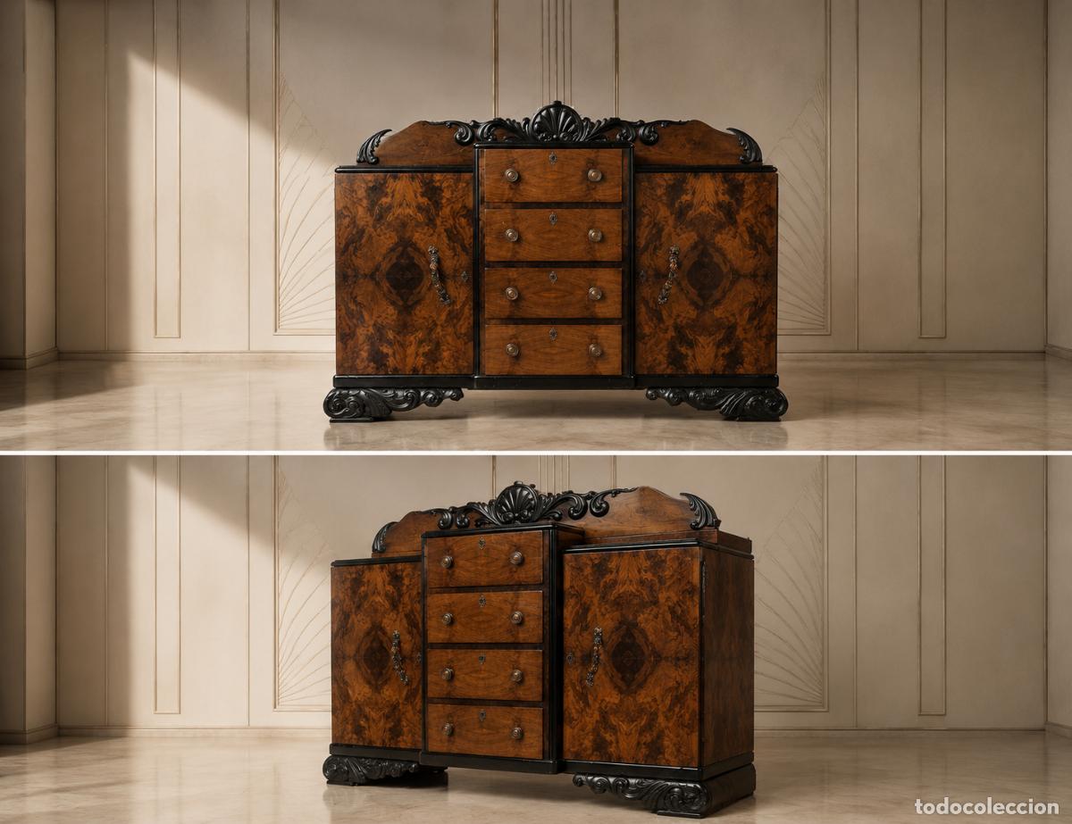 Antiguidades: Aparador antiguo estilo Art Dec&oacute;. Mueble de sal&oacute;n auxiliar antiguo estilo Modernista.