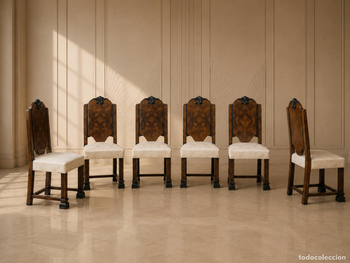 Antiquit&eacute;s: 6 seis sillas antiguas estilo Art Dec&oacute;. Siller&iacute;a Sillas antiguas estilo Modernista.