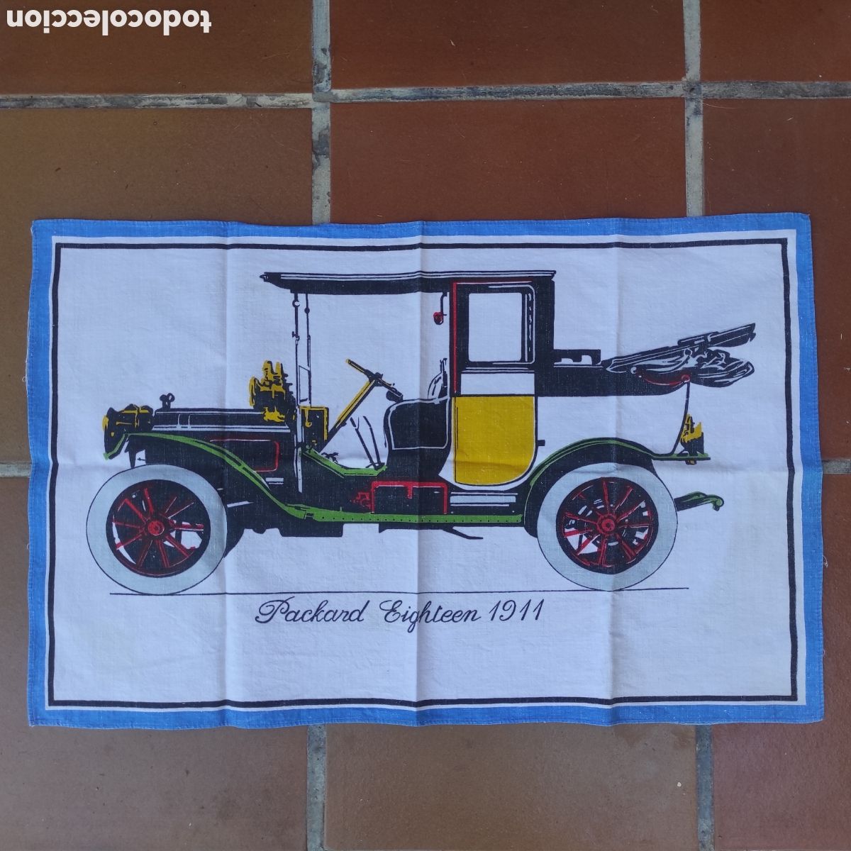 Antig&uuml;edades: Tapete vintage de hilo de algod&oacute;n &middot; Estampado &ldquo;Packard Eighteen 1911&rdquo;