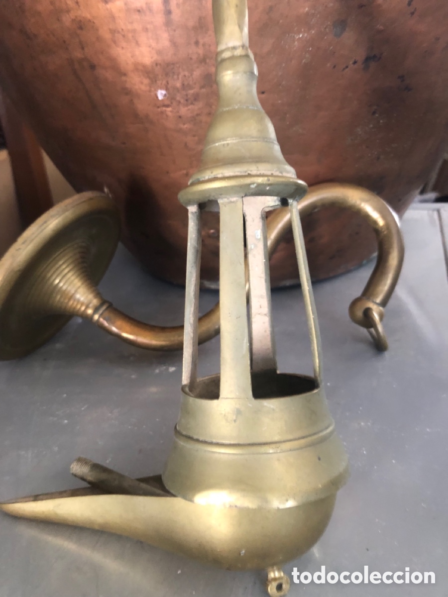 Antig&uuml;edades: candil de colgar en laton - Foto 2