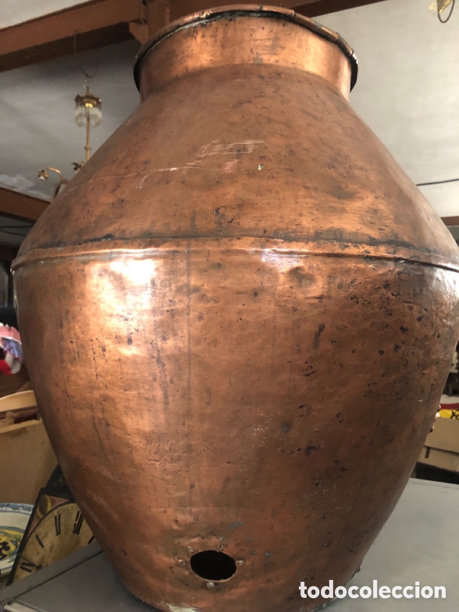 Antig&uuml;edades: tinaja de cobre con remaches - Foto 4