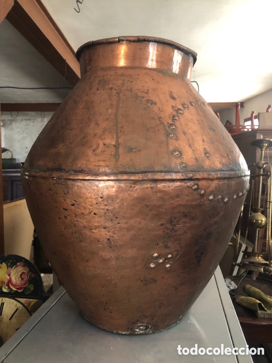 Antig&uuml;edades: tinaja de cobre con remaches - Foto 5