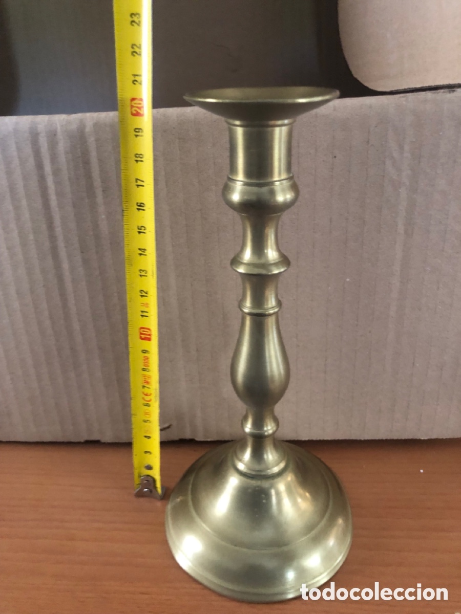 Antig&uuml;edades: Antiguo Candelero, Candelabro - Bronce - Altura 16 cm - S.XVIII