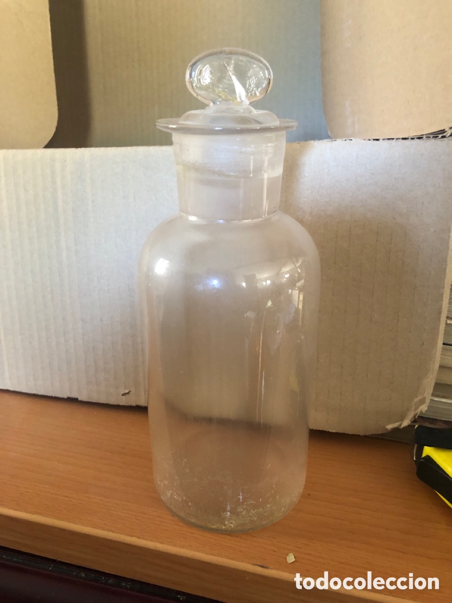 Antig&uuml;edades: FRASCO DE FARMACIA CON TAPON ESMERILADO