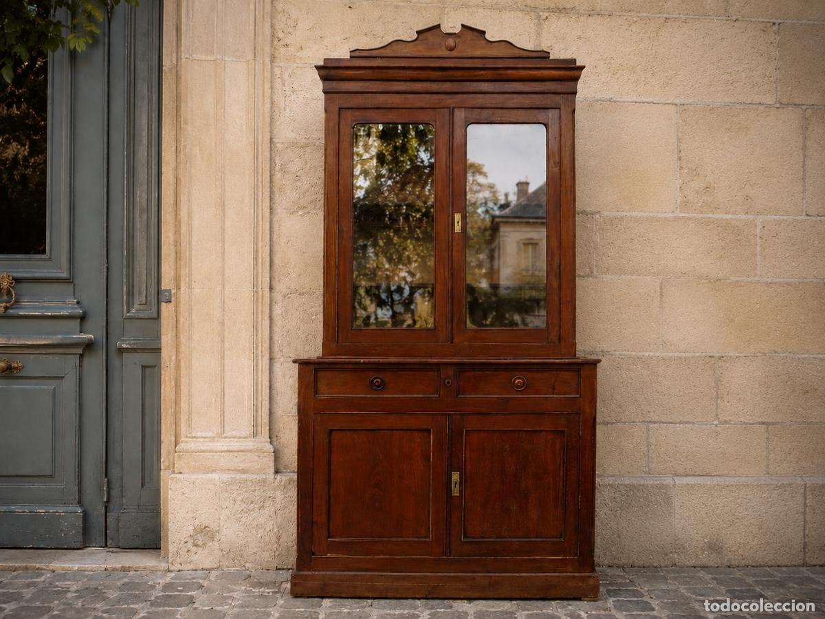 Antiques: Vitrina antigua estilo ingl&eacute;s victoriano s.XIX Mueble Estanter&iacute;a librer&iacute;a vitrina expositora antigua