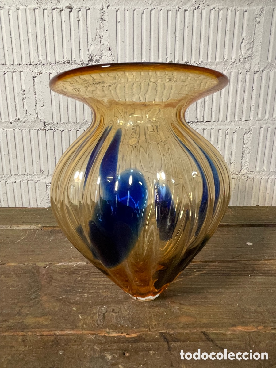 Antig&uuml;edades: JARR&Oacute;N CRISTAL DE MURANO EN &Aacute;MBAR Y AZUL