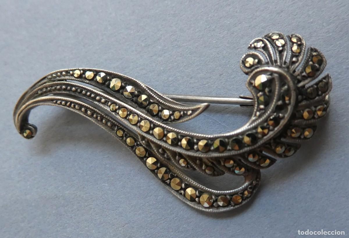 Antig&uuml;edades: ANTIGUO BROCHE CON MARCASITAS PPIO.S.XX