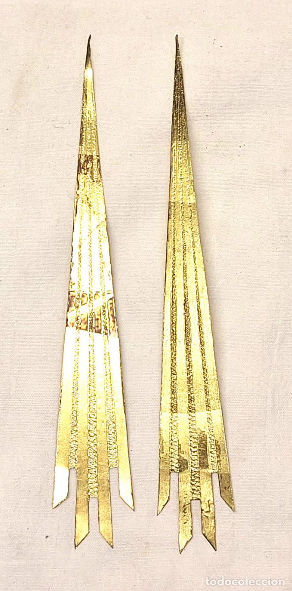 Antig&uuml;edades: Juego de Rayos Resplandores bronce Cinzelado Virgen Milagrosa. Med. 19 cm