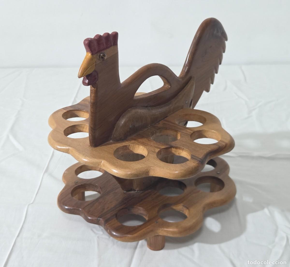 Antig&uuml;edades: Huevera fabricada en madera forma de gallina - Foto 7