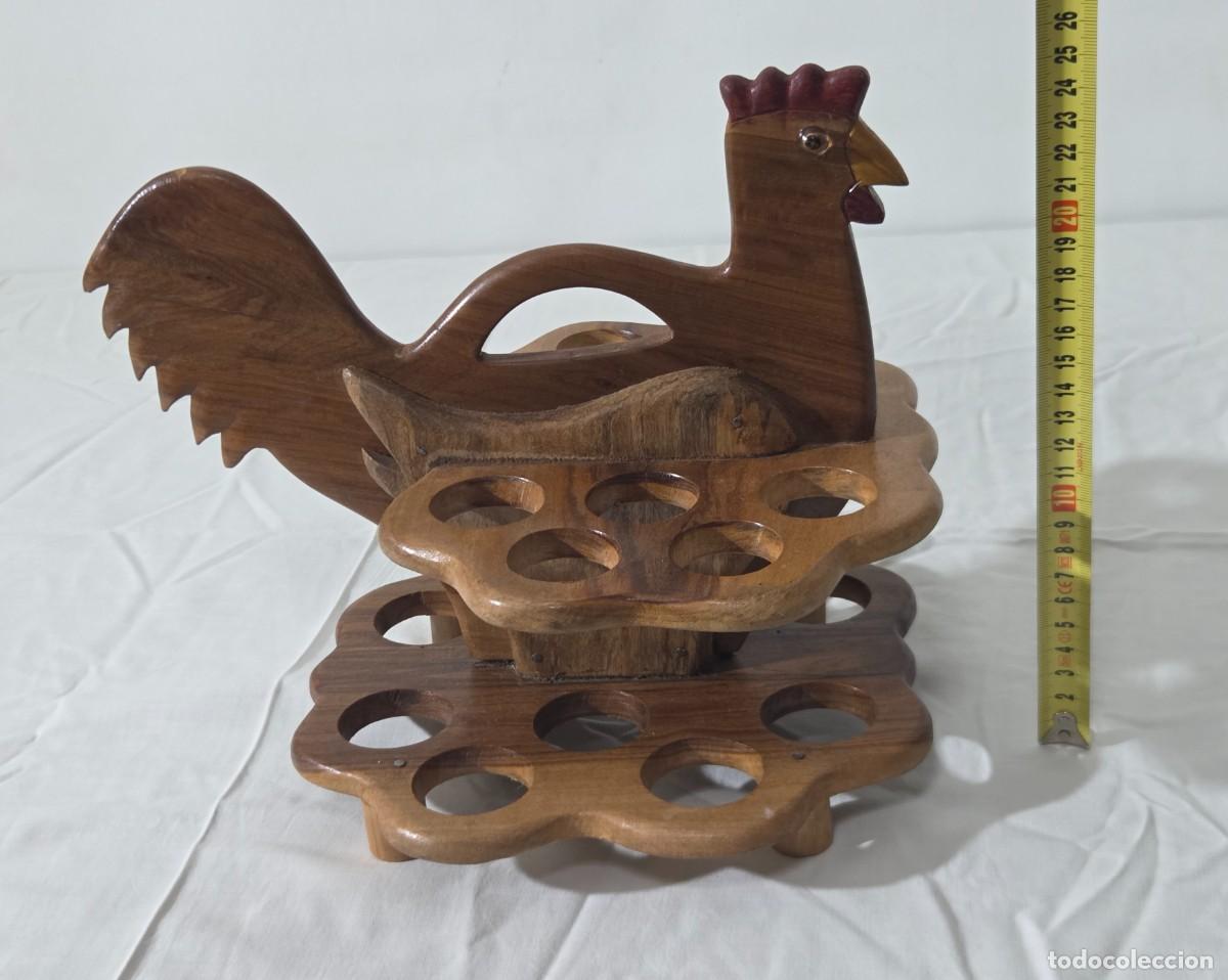 Antig&uuml;edades: Huevera fabricada en madera forma de gallina - Foto 13
