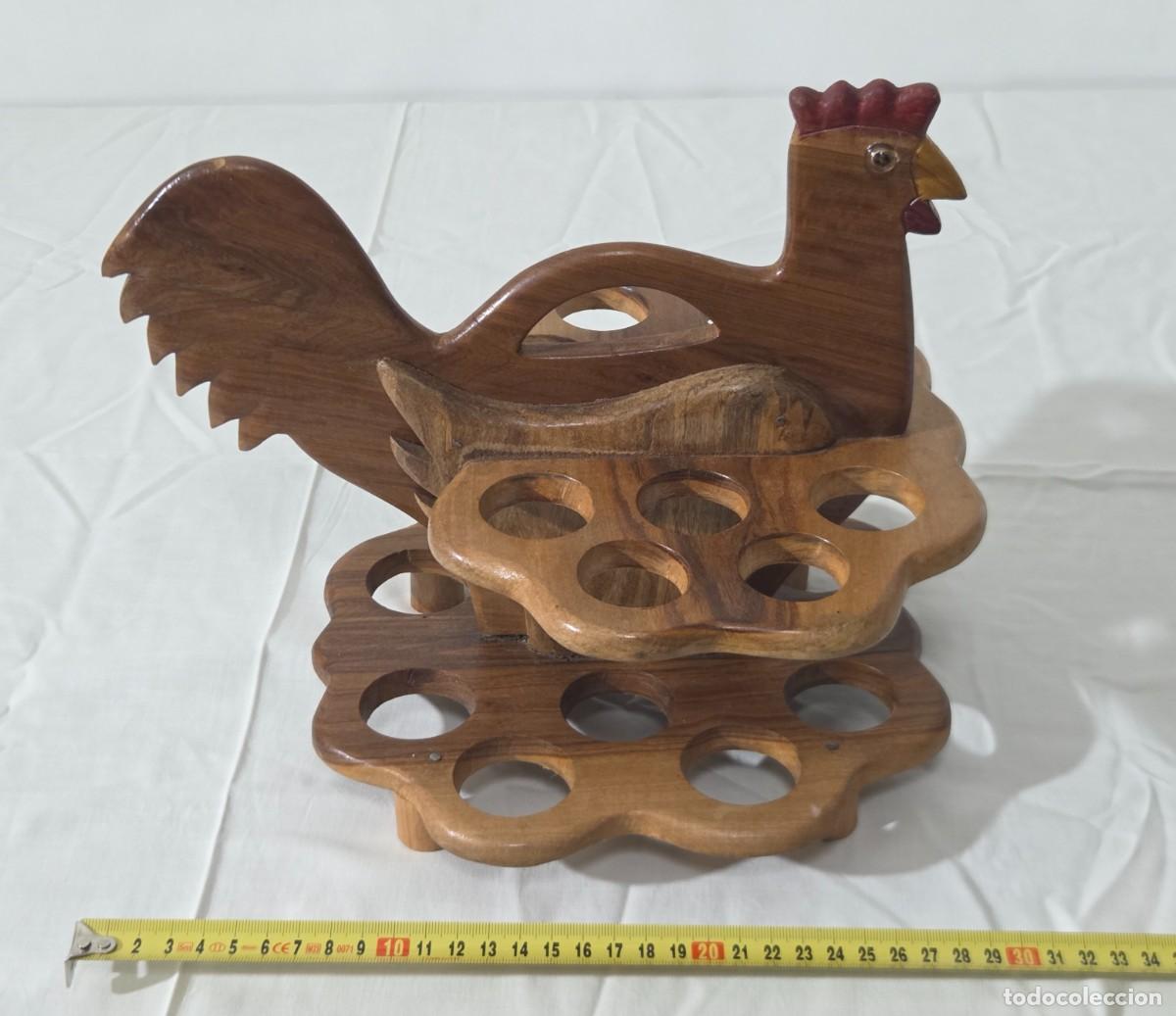 Antig&uuml;edades: Huevera fabricada en madera forma de gallina - Foto 14