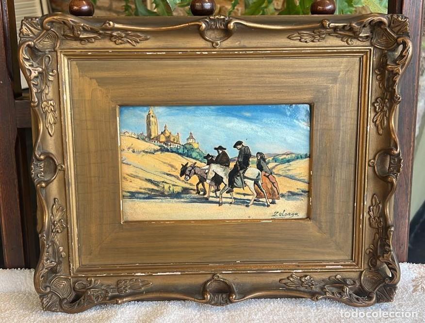 Antig&uuml;edades: Zuloaga, Daniel. Magn&iacute;fica placa rectangular enmarcada y firmada abajo a la derecha: Zuloaga
