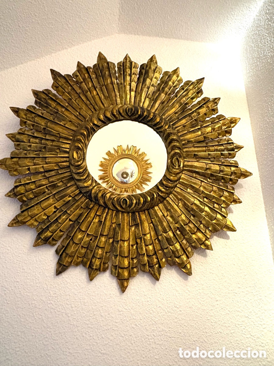 Antig&uuml;edades: GRAN ESPEJO SOL MADERA - Foto 8