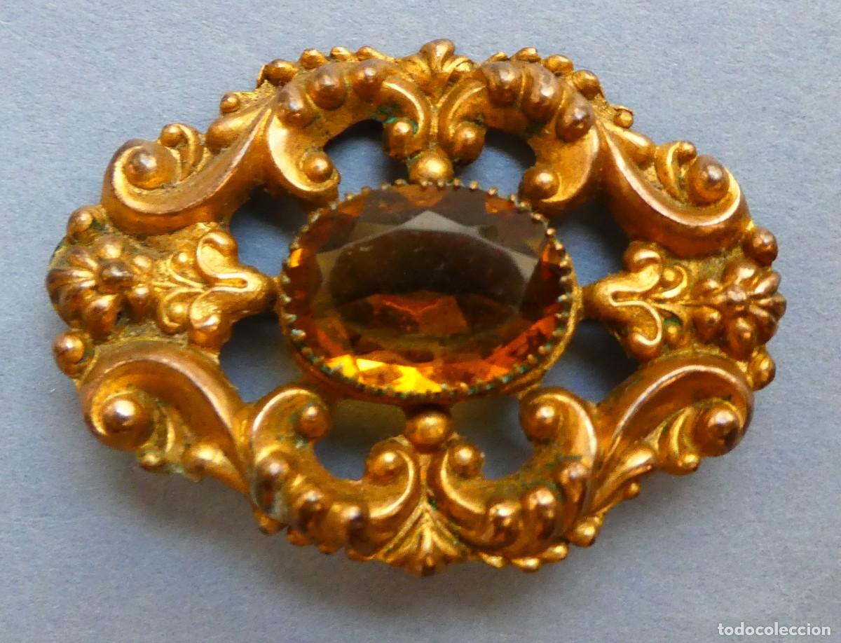 Antig&uuml;edades: ANTIGUO BROCHE CON CRISTAL PRIMERA MITAD S.XX