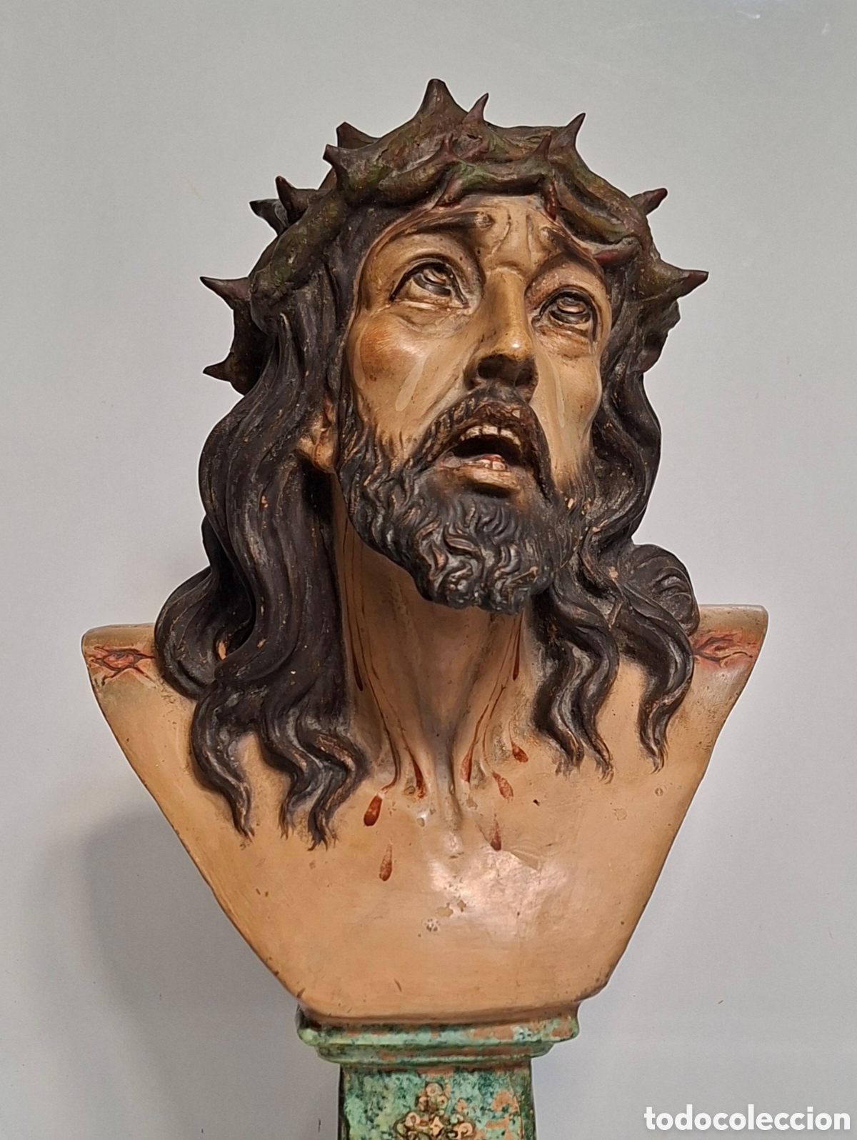 Antig&uuml;edades: ANTIGUO BUSTO CRISTO DE LIMPIAS Terracota y Estuco