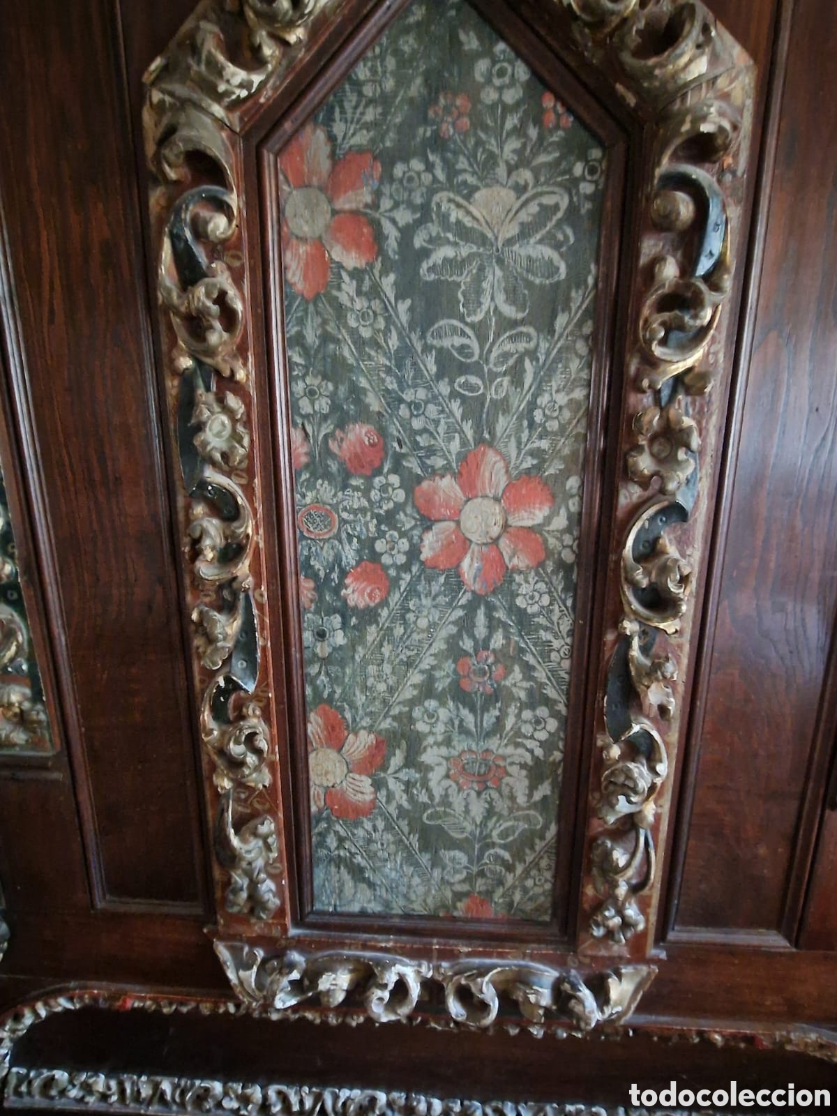 Antig&uuml;edades: Banco de madera de casta&ntilde;o policromada - Foto 5