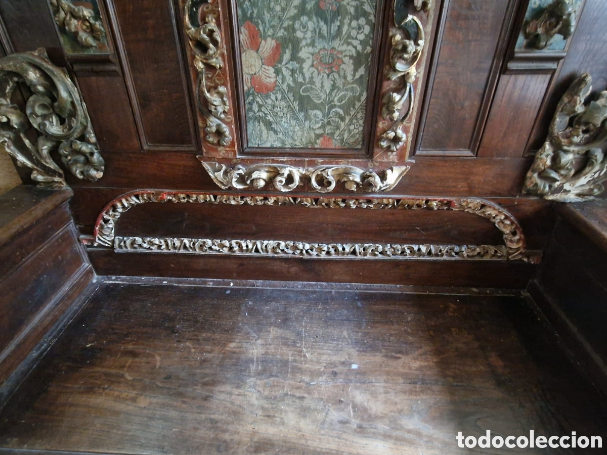 Antig&uuml;edades: Banco de madera de casta&ntilde;o policromada - Foto 6